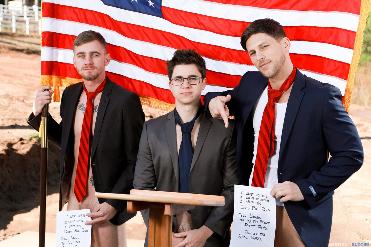 Gay politicians Roman Todd, Ryan Jordan & Will Braun fuck in an anal 3some  