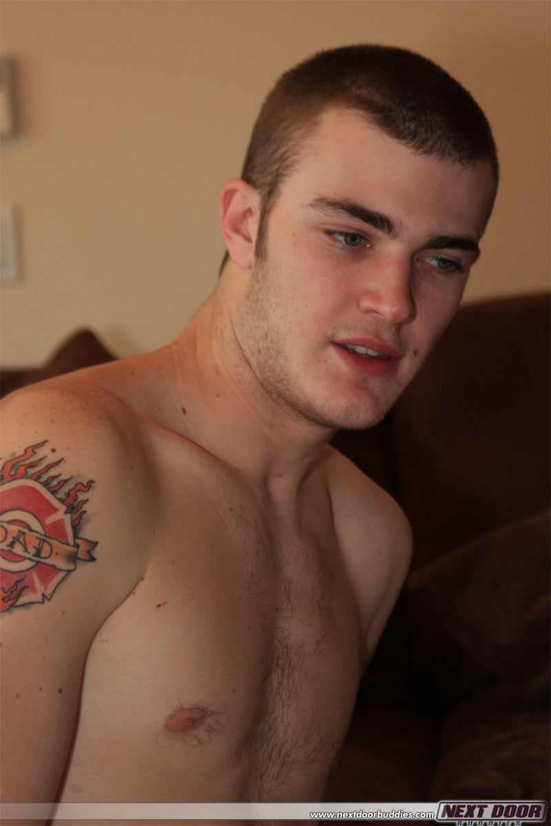 Christian Wilde bends forward and blows off his roommate Richard Cynderblock  
