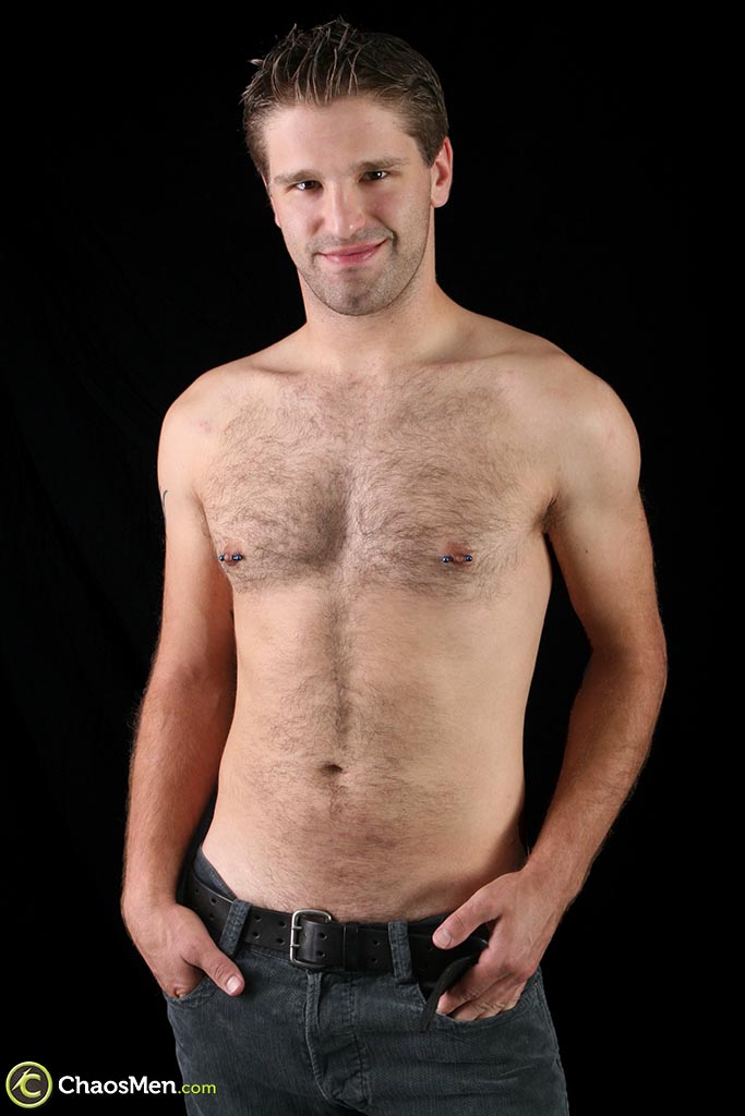 Brunette boy Tanner strips, shows his hairy body and jerks off in a solo  