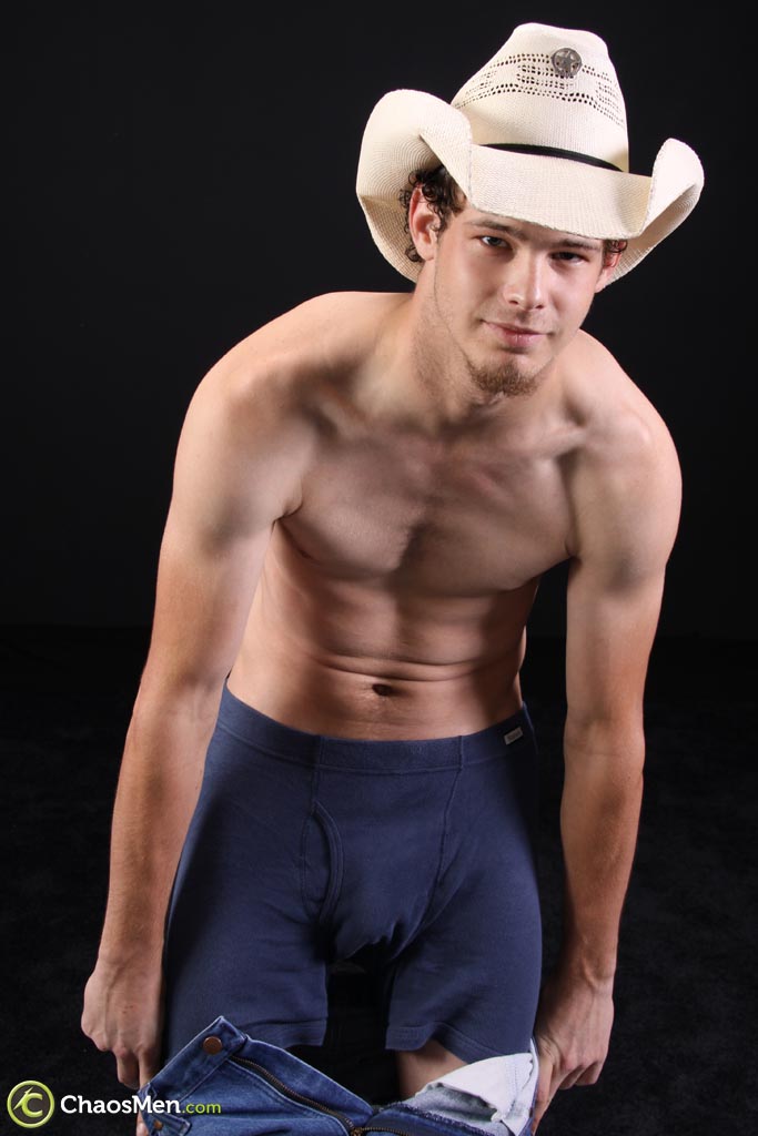Naughty gay cowboy Wyatt shows his dick and body in a sexy solo  