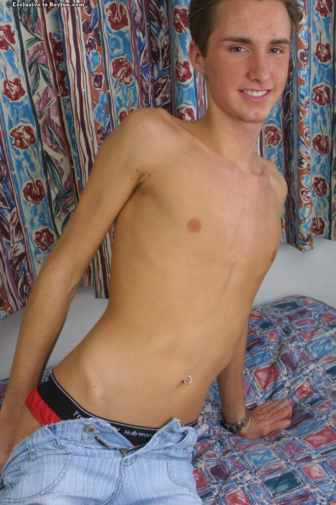 Gay cutie Aidan strips his jeans and underwear to play  