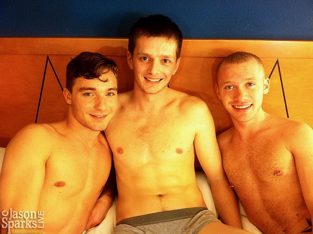 Roommates Aiden, Tyler and Johnny participate in an intense gay 3some  