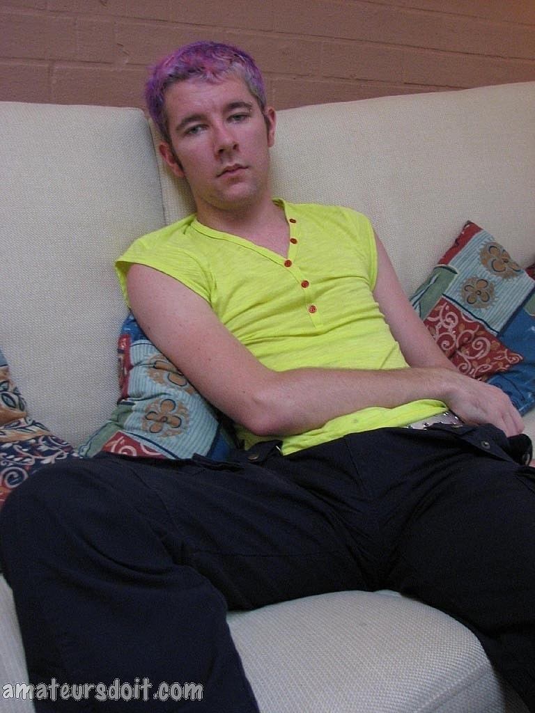Pink haired amateur gay Christian Punk exposes his body and jerks off his dick  