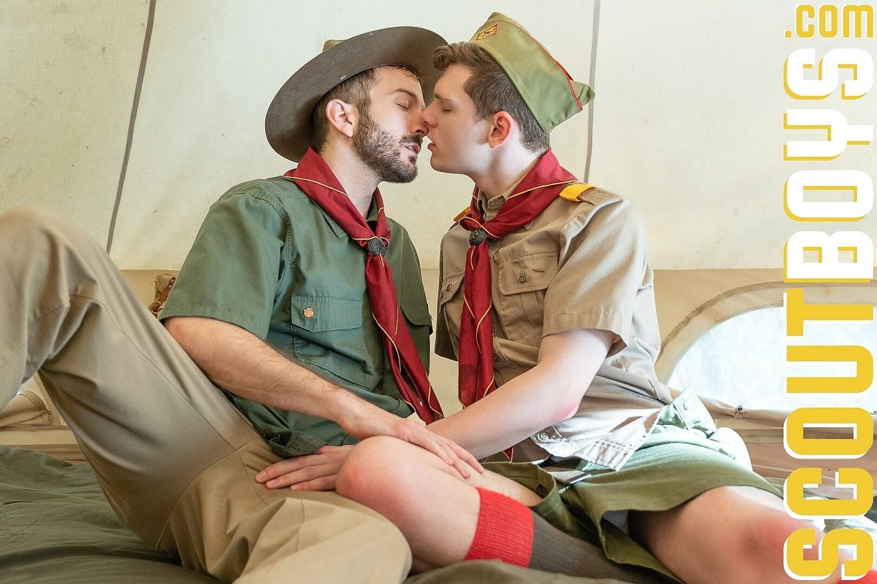 Cute boy scouts Scout Ethan & Scoutmaster Barrett engage in hot gay sex action  