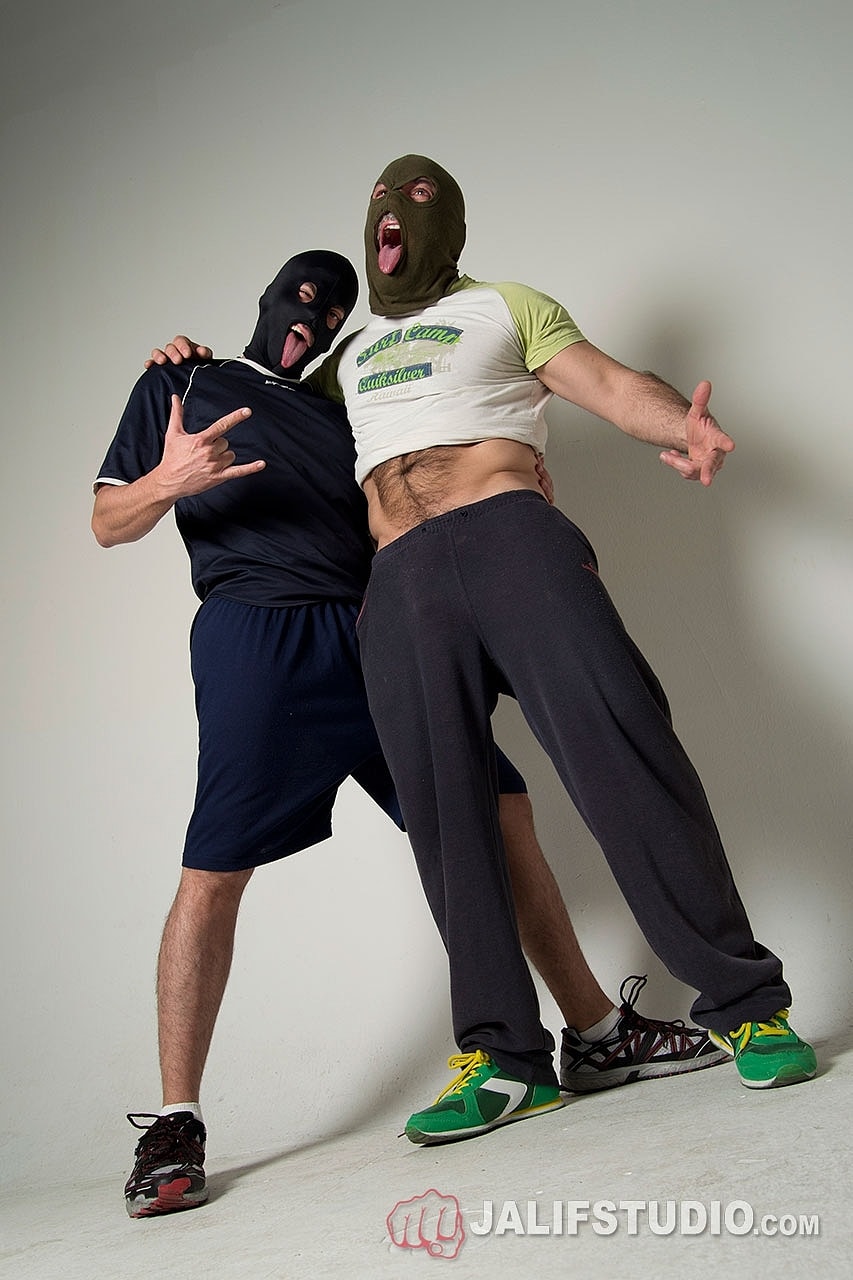 Masked gay dudes Paco Jones & Alejandro Villa undress & bang in hairy action  