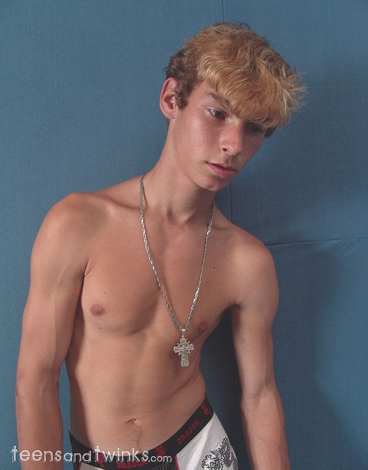 Blond twink Evan slowly removes his clothes and jerks off his boner  